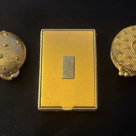 Vintage SET of 3 Compact Gold Tone Cases - Houbigant Ultima - Picture 11 of 12